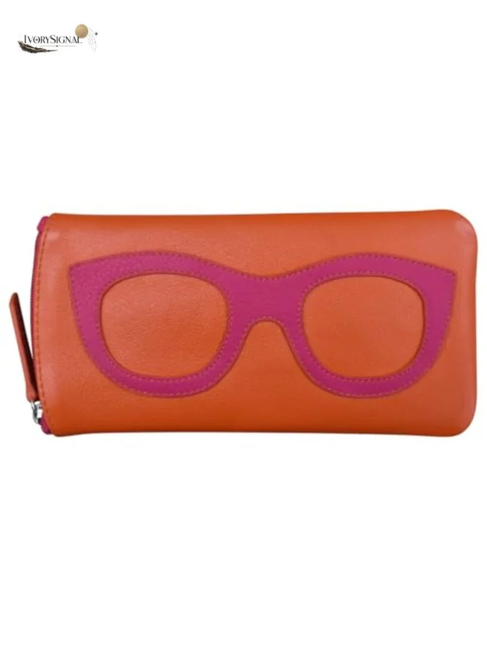 Genuine Leather Soft Eyeglass Case with RFID Blocking Lining, Zip Closure,